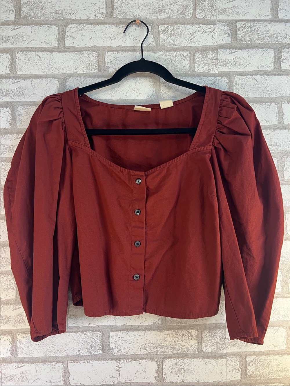 Levi's Rust Button-Front Puff Sleeve Top
